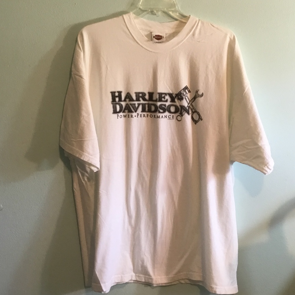Harley-Davidson White Crew Neck T-Shirt with Black Logo